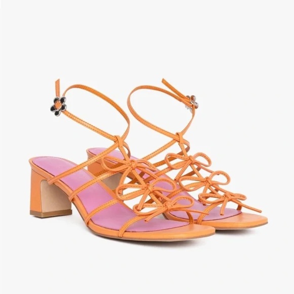 Lisa Says Gah Orange Carrie Bow Strappy Heels